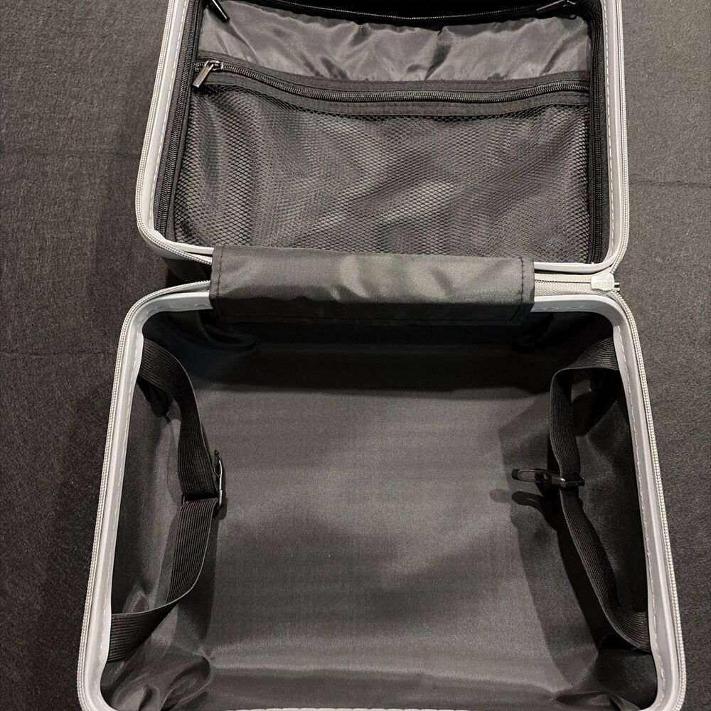 Vtg Rare Virgin Voyages 13” Aluminum Hardcase Business Case Silver Solid Luggage - Picture 8 of 8